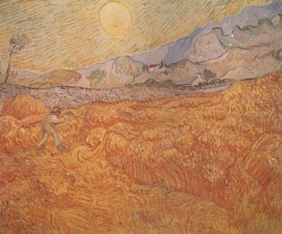 Vincent Van Gogh Wheat Field behind Saint-Paul Hospital with a Reaper (nn04) oil painting image